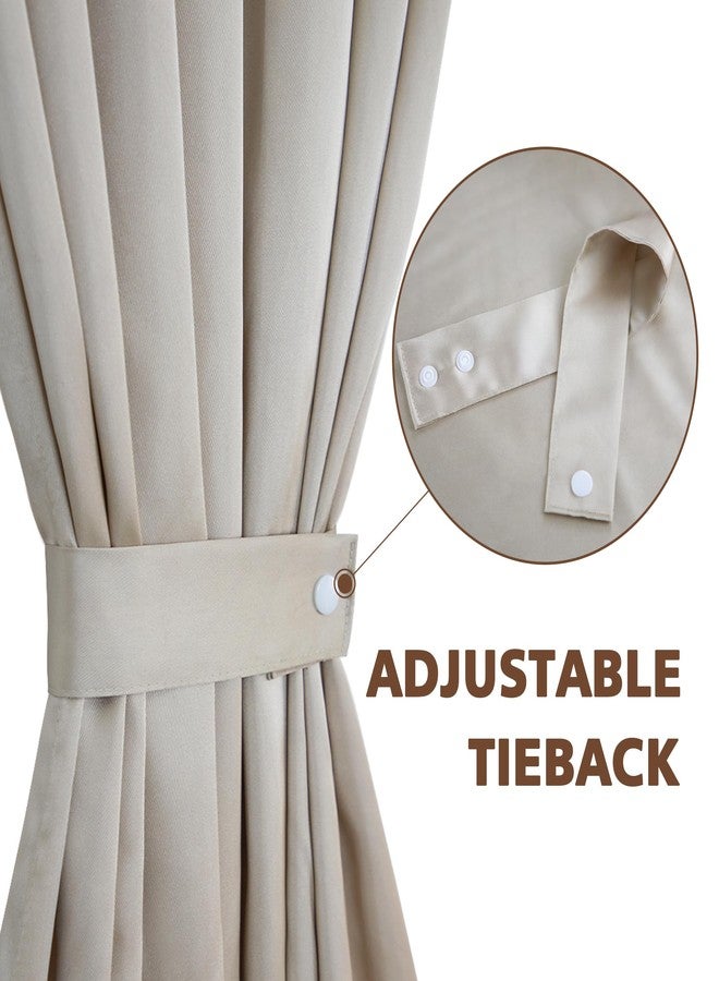 BUHUA French Door Curtains for Small Window Rod Pocket Blackout Curtains for Kitchen Light Filtering Sidelight Curtains, 1 Panel, Beige - W25 X L40 - Image 2